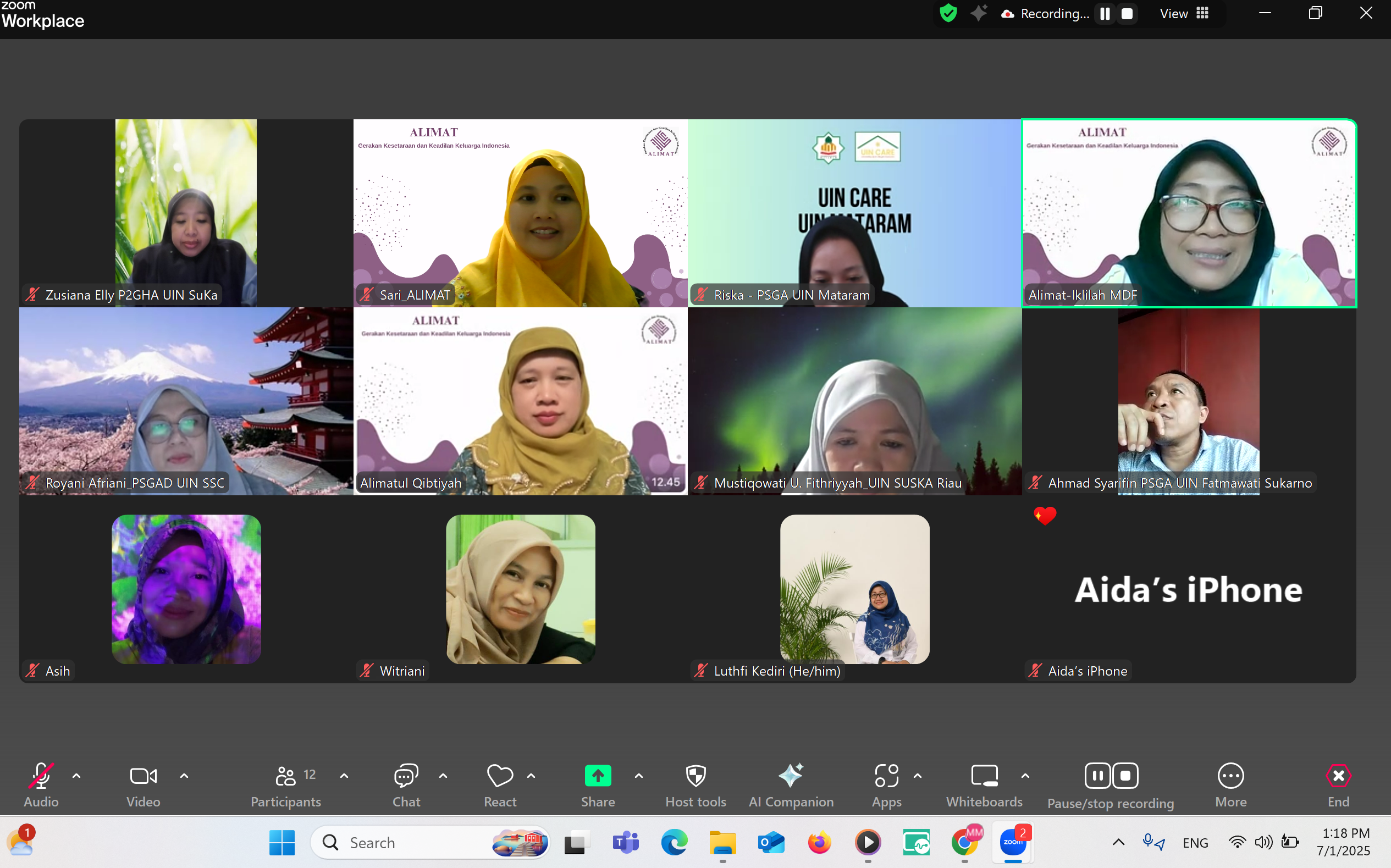 FGD Online, Konsolidasi Tim Modul Short Course Alimat – Forum PSGA, 1 Juli 2025